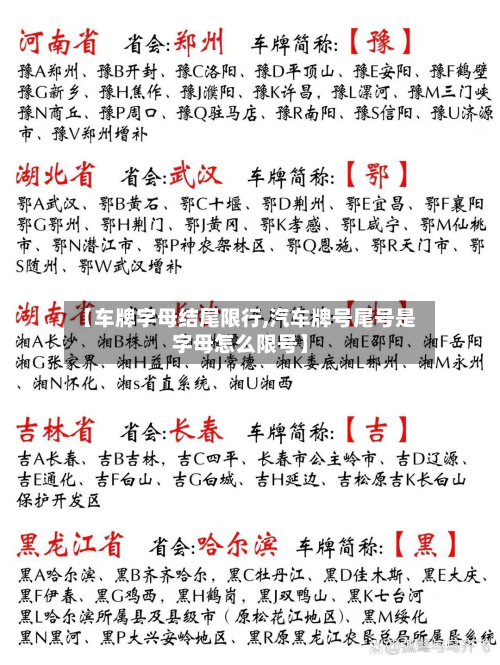 【车牌字母结尾限行,汽车牌号尾号是字母怎么限号】