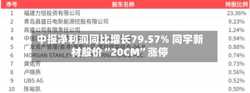 中报净利润同比增长79.57% 同宇新材股价“20CM”涨停-第2张图片