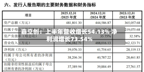 嘉立创：上半年营收增长54.13% 净利润增长73.54%