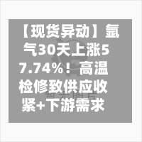 【现货异动】氩气30天上涨57.74%！高温检修致供应收紧+下游需求回暖推涨费用